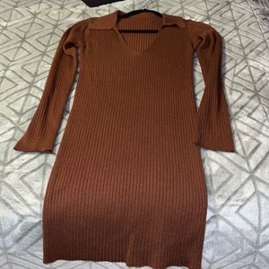 Brown long sleeved dress
